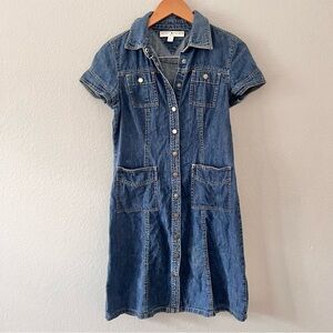 Vintage Y2K Tommy Hilfiger Denim Snap Button Front Dress Sz 8 Petite